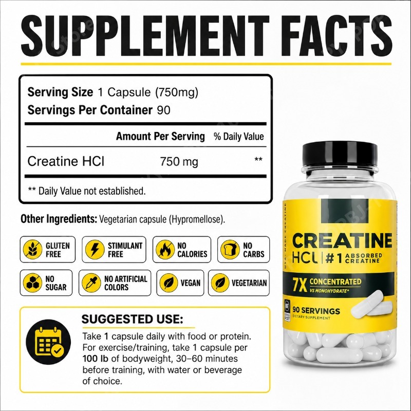Creatine HCl 750mg 90 Capsules - Nutrition In Fitness ulasan dan harga
