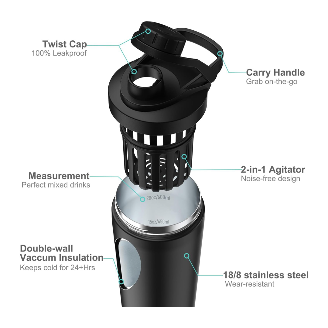 Portable 25oz Stainless Steel  - Protein Shaker Bottle ulasan dan harga
